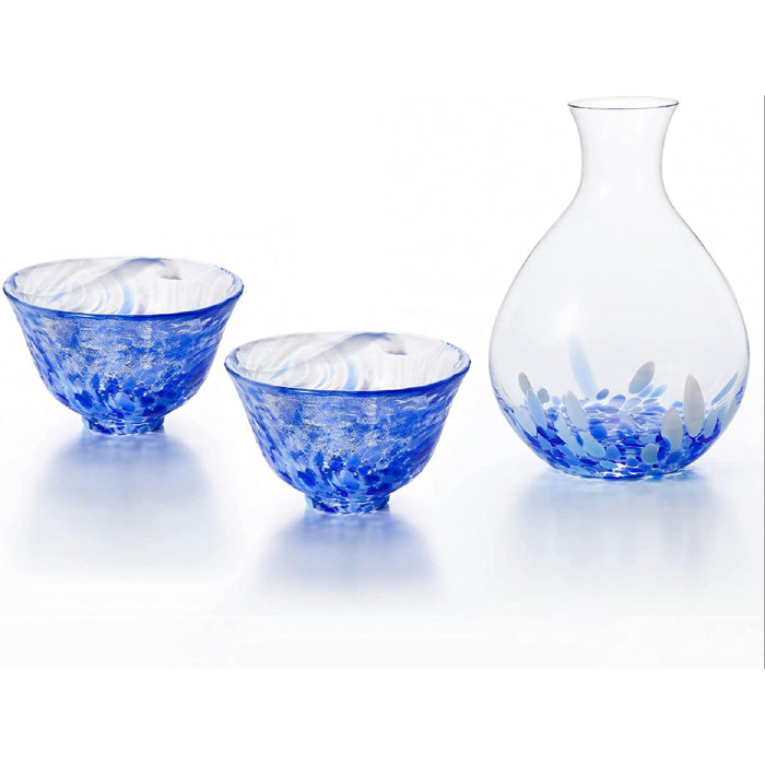 MingshanAncient Sake Set Japanese Design Cold Sake Cups Set Liquor